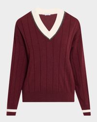 Monili V-Neck Cashmere Rib Knit Sweater