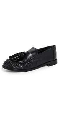 Schutz Tilly Tassel Loafers Black 6