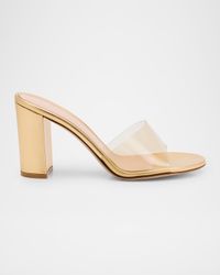 Transparent Metal Block-Heel Mule Sandals