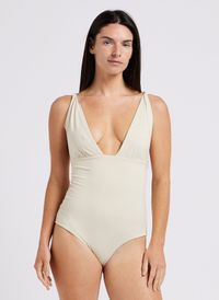 Khaven - Maillot de bain 1 pièce triangle - Taille L - Blanc