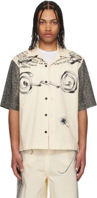 Jean Paul Gaultier Beige 'The Multi-Tattoo' Bowling Shirt