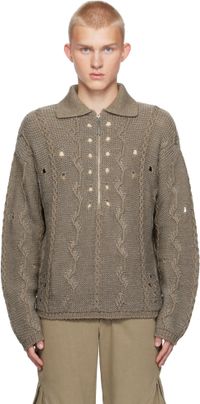 ROA Polo gris en tricot câblé