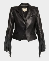 Vashti Fringed Lambskin Leather Blazer