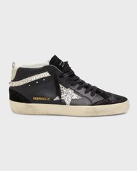 Mid Star Leather Crystal Wing-Tip Sneakers