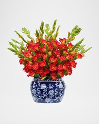 Gladioulus Faux-Floral Arrangement in Oval Planter
