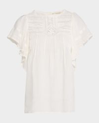Calisson Lace-Trim Pintuck Blouse