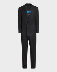 Men's Wool Tonal Stripe Double-Breasted Suit