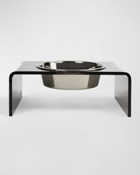 Smoke Grey Single Bowl Pet Feeder, 2 Quart Silver