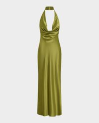 Lyria Cutout Draped Halter Gown