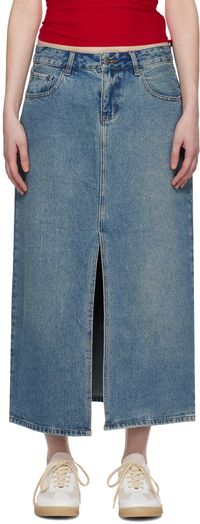 WYNN HAMLYN Indigo Washed Denim Maxi Skirt