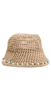 Lele Sadoughi Open Weave Embellished Bucket Hat Natural One Size