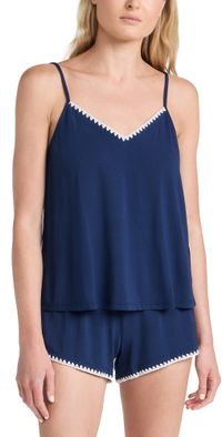 Eberjey Frida - The Whip Stitch Cami & Short Set Navy/Ivory XL