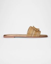 VLogo Metallic Flat Slide Sandals