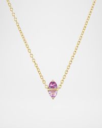 Tilly 18K Yellow Gold Two-Tone Pink Sapphire Necklace, 16"