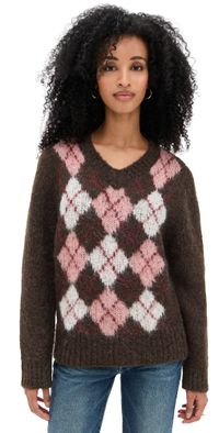 DUNST Baby Alpaca Argyle Sweater Brown M