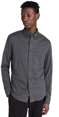 Faherty Coastline Knit Shirt Charcoal Heather Twill XL