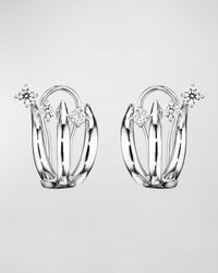 18K Tribal White Gold Earrings with VS-GH Diamonds, 0.51tcw