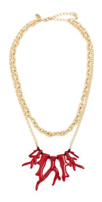 Kenneth Jay Lane Coral Layered Necklace Gold/Coral One Size