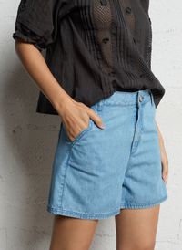 Emile Et Ida - Short en denim de coton - Taille L - Bleu