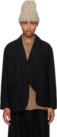 Engineered Garments Black Flannel Slanted Blazer