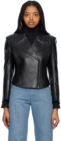 Victoria Beckham Black Bonded Leather Jacket