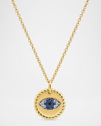 Evil Eye Pendant Necklace with Diamonds in 18K Gold, 11mm, 16-18"L