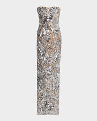 Dahlia Strapless Floral Sequin Column Gown