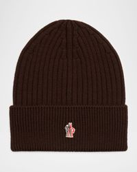 Men's Wool Rib Logo Patch Beanie Hat