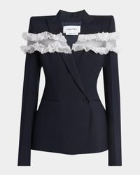Ruffle Inset Single-Breasted Blazer