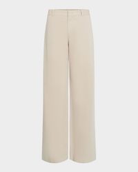 Mid-Rise Wide-Leg Cotton Trousers