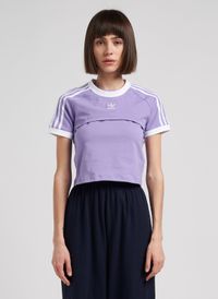 Adidas - Tee-shirt col rond en coton - Taille L - Violet