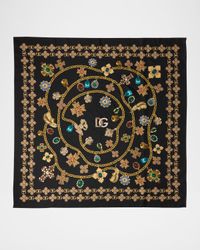 Floral Crystal Foulard Silk Scarf