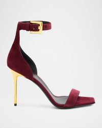 Suede Ankle-Strap Sandals