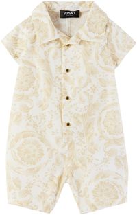 Versace Baby White & Beige Barrocco Romper