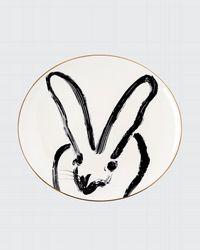 Rabbit Run Dinner Plate with Gold Rim - White