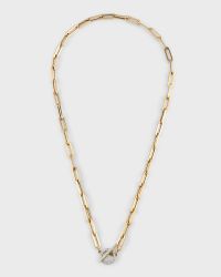 14k Gold Paper Clip Chain with Diamond Toggle Necklace