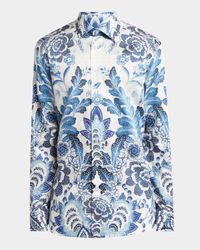 Men's Cotton Abstract Palm Sport Shirt