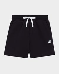 Boy's Jersey Jogger Shorts W/ Rubber DG Logo, Size 8-14
