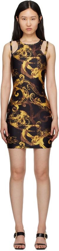 Versace Jeans Couture Black Printed Minidress