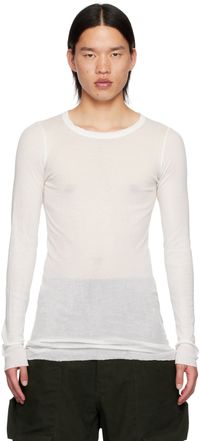 Rick Owens T-shirt à manches longues blanc cassé en jersey côtelé - Porterville