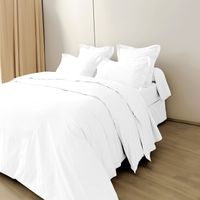 Parure de draps percale de coton peigné julian 4 pièces pour lit 140 x 190 cm coton pur - Taille 140x190-cm-taille-parure-lit - Blanc