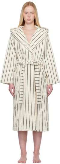 Tekla Off-White & Green Terry Hooded Bathrobe
