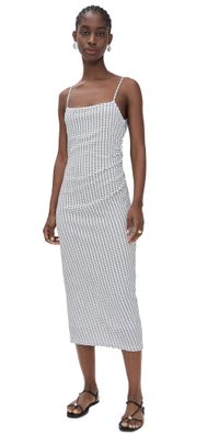 Vince Side Rouche Tank Dress Black Combo XL