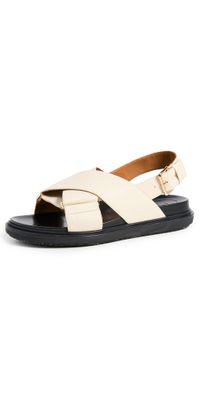 Marni Fussbett Crisscross Sandals Silk White 36.5
