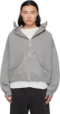 Entire Studios Pull à capuche gris à glissière - Uniform