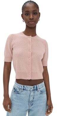 FRAME The Cashmere Pointelle Cardi Light Pink XS