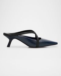 Leather Monili Crisscross Mule Pumps