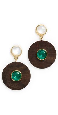 Lizzie Fortunato Taj Disc Earrings In Acacia Wood Multi One Size