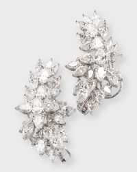 Lab Grown Diamond 18K White Gold Pear and Marquise Cluster Earrings