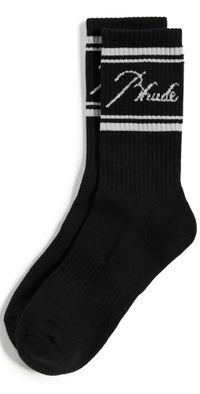 Rhude Rhude Script Logo Socks Black/Light Blue One Size